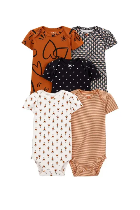 Layette Kız Bebek 5Li Kısa Kollu Body 