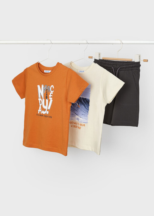 Erkek Çocuk İki Tişört Şort Set 