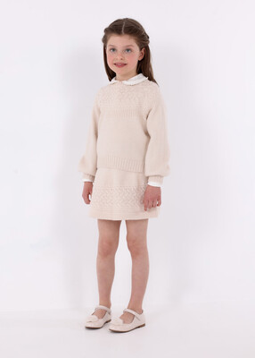 Kız Çocuk 2 Parçalı Triko Takım-Zencefil 