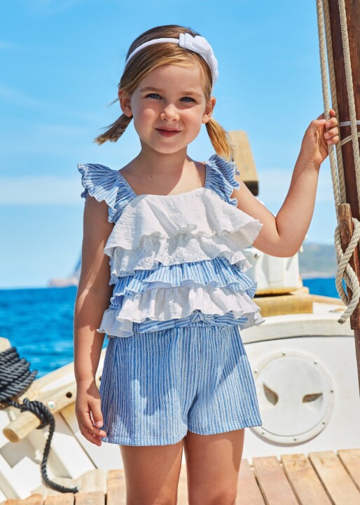 Kız Çocuk Çizgili İkili Set-Lacivert 