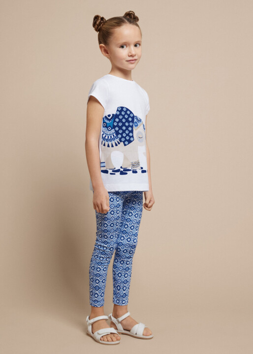Kız Çocuk Tişört Tayt Set-Beyaz 