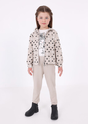 Kız Çocuk Üç Parça Eşofman Takımı-Bej 