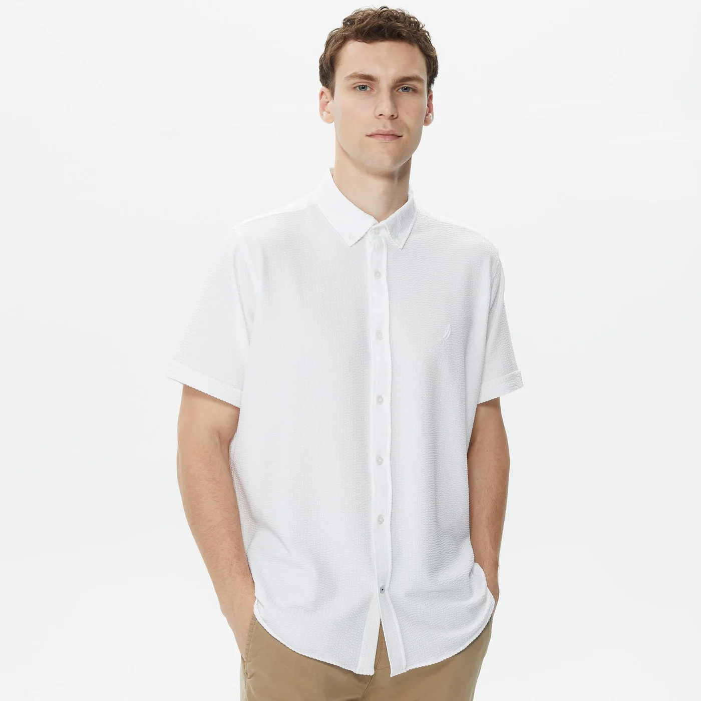 Erkek Classıc Fıt Kısa Kollu Gömlek-Beyaz 