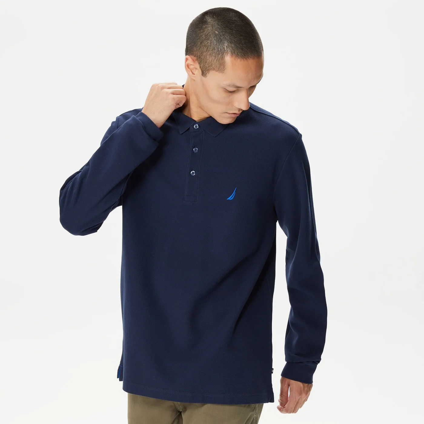 Erkek Classic Fit Uzun Kollu Polo - Lacivert 