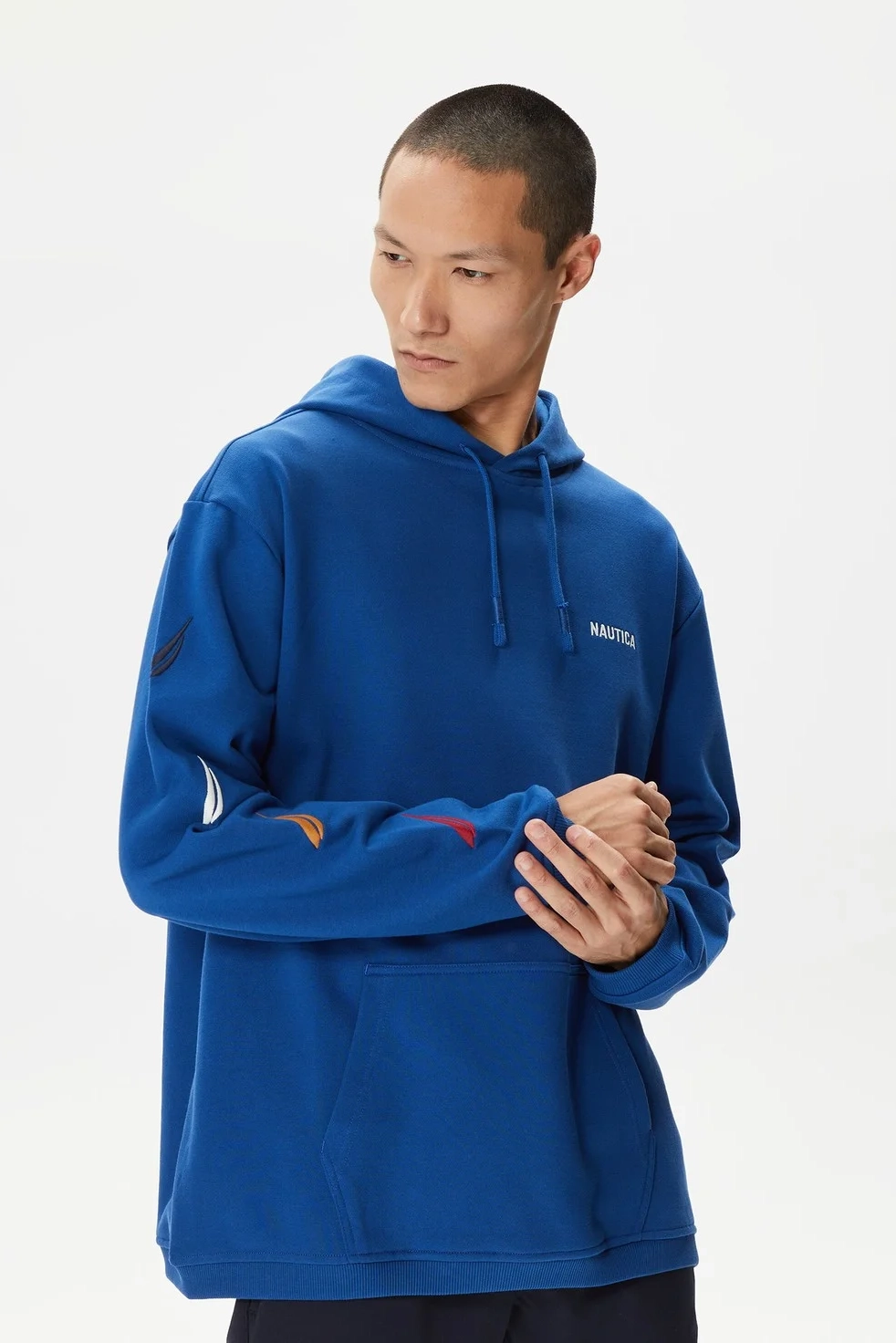 Erkek Standart Fit Kapüşonlu Sweatshirt - Saks Mavi 