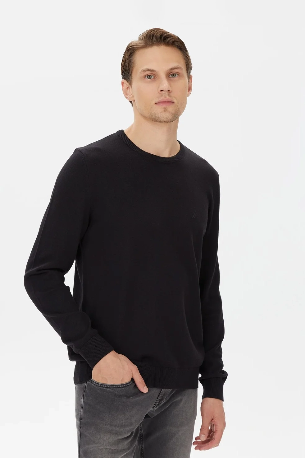 Erkek Uzun Kollu Standart Fit Triko - Siyah 