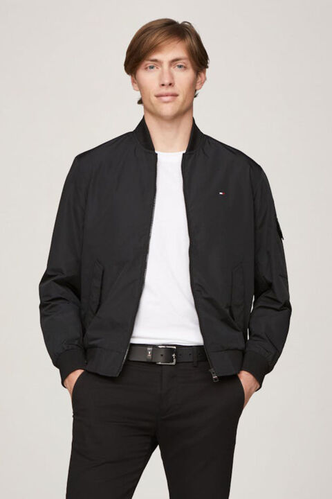 Erkek Recycled Bomber Ceket - Siyah 