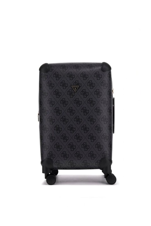 Unisex Berta Monogram Desenli 4 Tekerlekli Orta Boy Valiz - Antrasit 