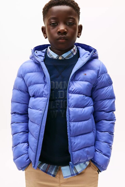 Unisex Çocuk Normal Kalıp Kapüşonlu Şişme Mont - Lila 