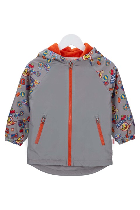Unisex Çocuk Rahat Kalıp İçi Polar Astarlı Kapüşonlu Mont - Gri 