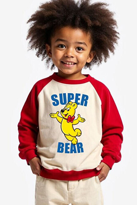 Unisex Çocuk Sweatshirt - Kırmızı 