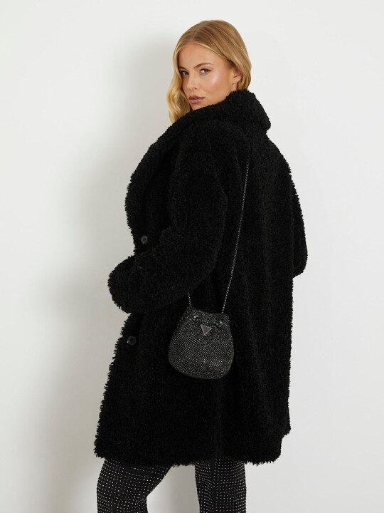 Yapay Elmas Taşlı Lua Mini Kova Çanta-Siyah 